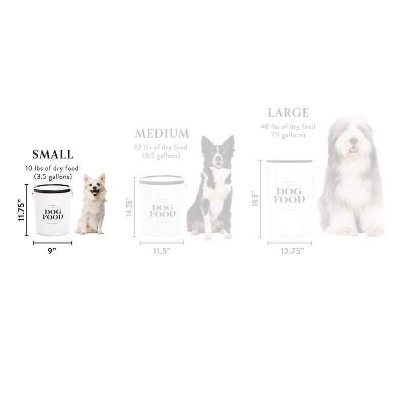 Harry Barker Bon Chien Dog Food Storage Canister â€“ Small 3.5 gallons, Airtight Stainless Steel Pet Food Container, Stylish Kitchen Counter Dog Kibble Storage with Easy-Open Lid - White - Image 3